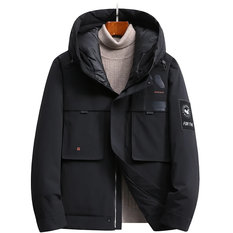 Top Winter New Men's Solid Color Parkas 90% White Duck Down Jackets Male Casual Warm Thick Snow Hooded Down Coat Outwear Puffer