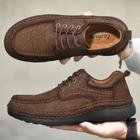 100 genuine leather men casual shoes sneakers high quality mens loafers moccasins outdoor hiking shoes dad shoe