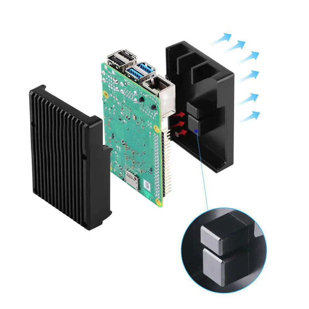 Raspberry Pi 4 Модель B черный темно серый чехол из алюминиевого сплава корпус