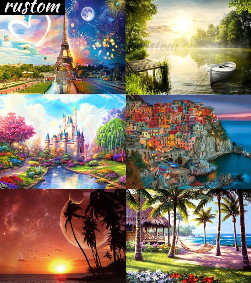 

Набор для алмазной живописи 5d, Набор для вышивки крестиком с драгоценными камнями, мозаика в стиле пейзажа, хобби, искусство