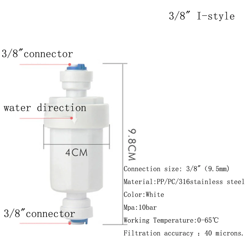 

Фильтр для воды 1/4" 3/8", пластиковый