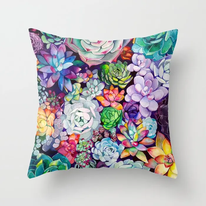 

Succulent Garden Decorative Pillowcases Cotton Linen Throw Pillow Case Home Sofa Decor Pillowcase