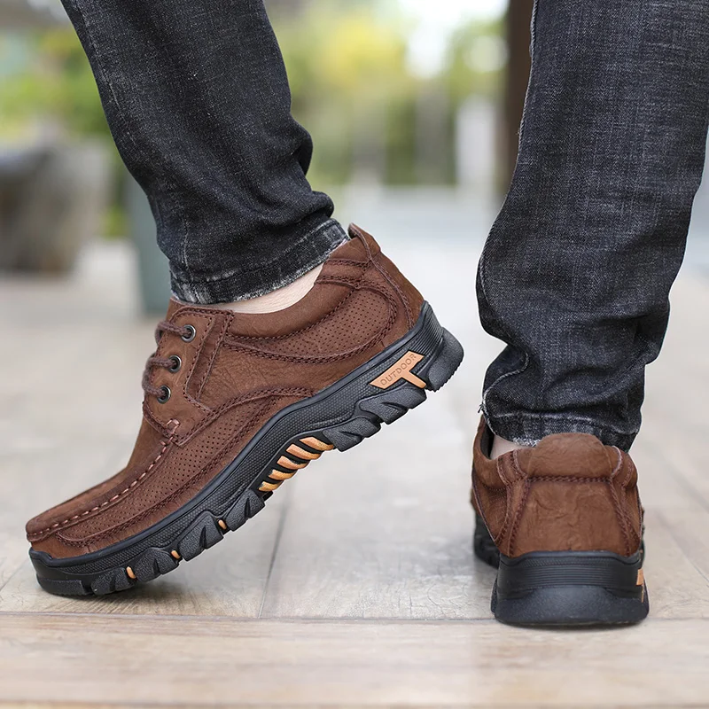 Туфли мужские из натуральной кожи дышащие повседневные дизайнерские на шнуровке