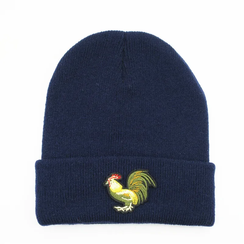 

Chicken animals embroidery Thicken knitted hat winter warm hat Skullies cap beanie hat for men and women 315