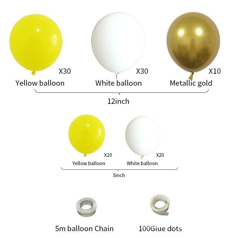 

2021 New Arrival Yellow Balloon Garland Arch Set Baby Baptism Bee Sunflower Theme Party Decoration