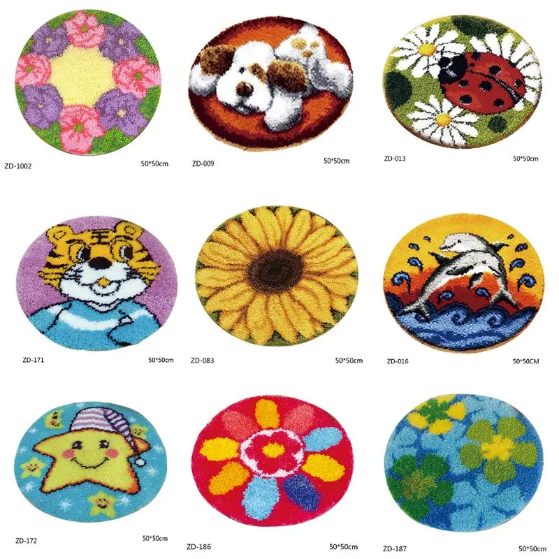 

Cartoon DIY Latch Hook Rug Kit 3D Segment Embroidery Cushion Coarse Wool Cross Stitch Carpet Set