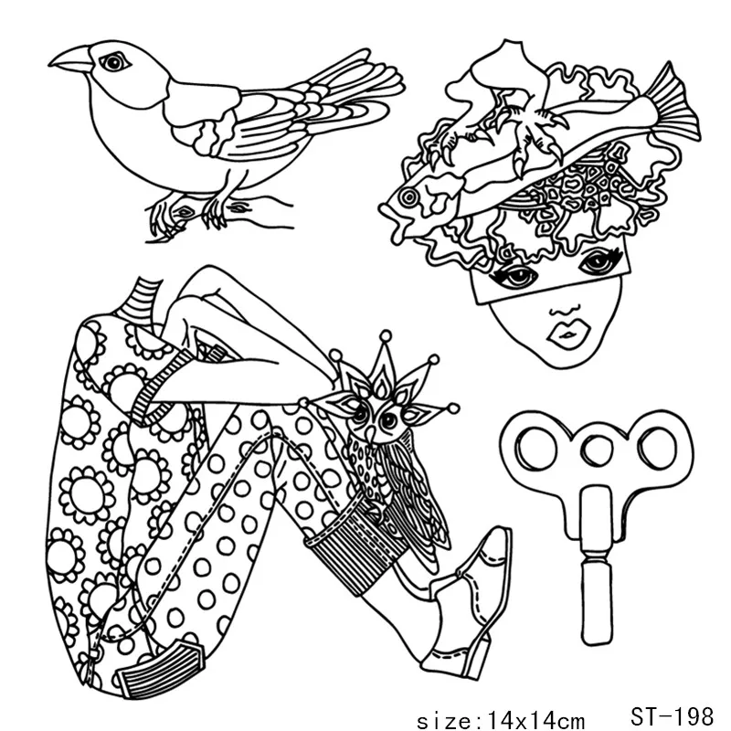 stamp ST-198 Azsg красивый на водной основе для sattern Кот с птичкой прозрачные наклейки для DIY Скрапбукинг/карты/бумажник карты Высокое качество нейлоновый чехол заграничного паспорта машина для изготовления альбом декоративные силиконовый штамп ремесла - Цвет: stamp ST-198