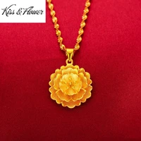 kissflower nk125 2022 fine jewelry wholesale fashion woman birthday wedding gift exquisite flower 24kt gold pendant necklaces
