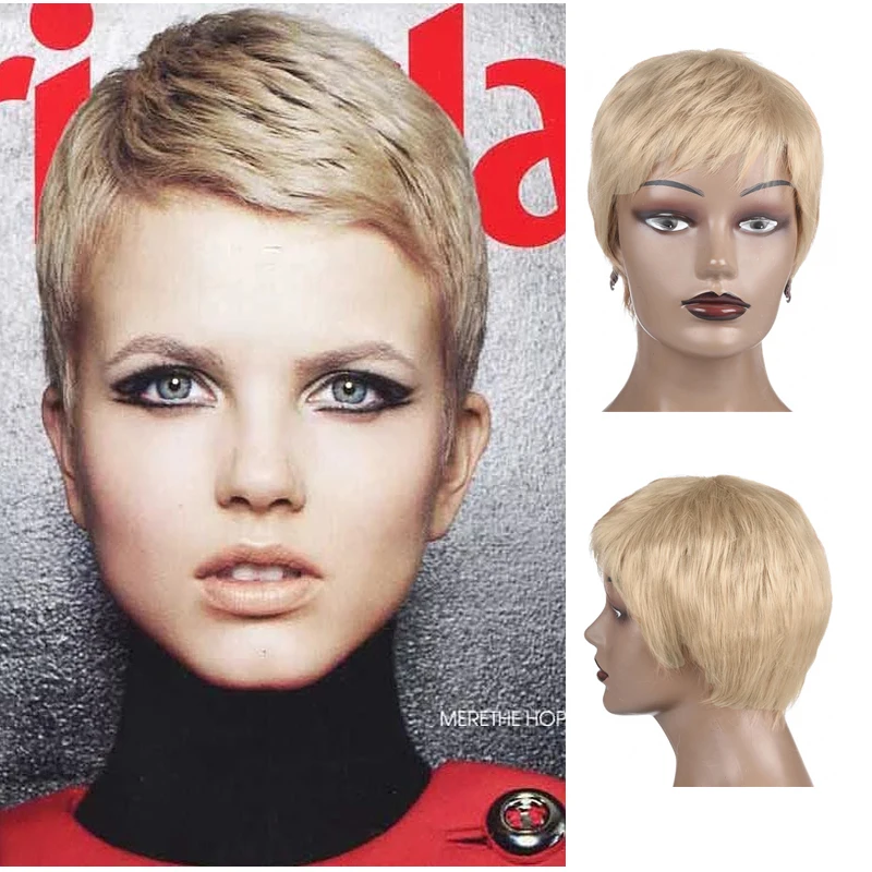 Fashion Lady Short Straight Wig With Bangs 8 Colors Synthetic High Temperature Fiber Hair Wigs For Women