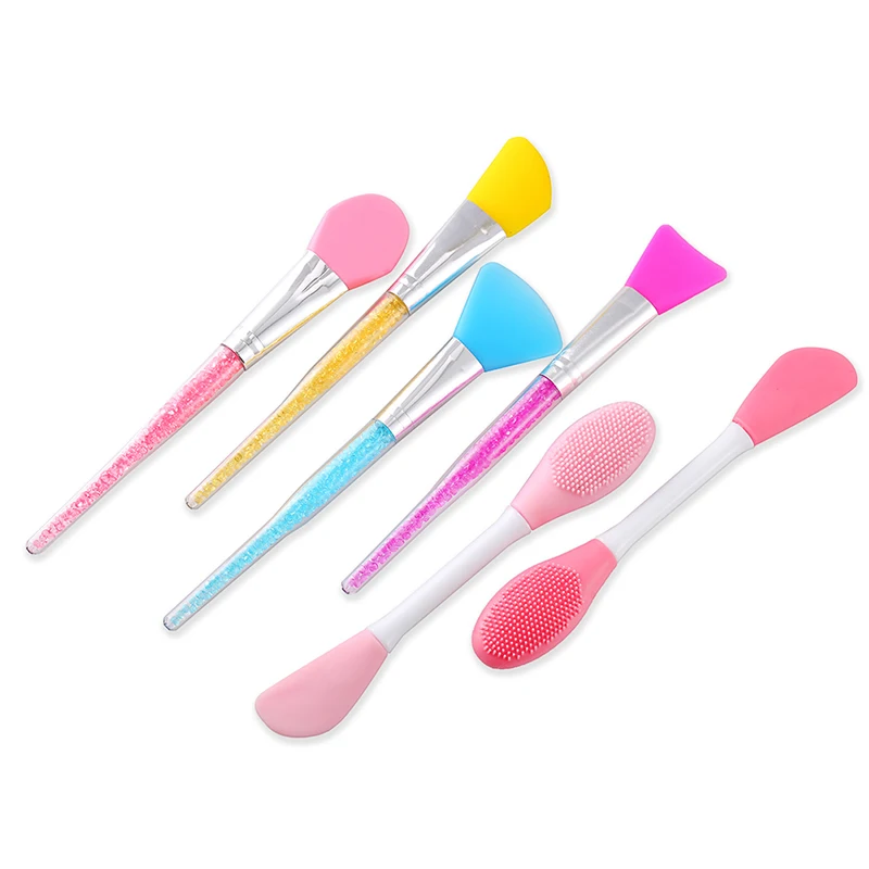 Набор силиконовых кистей для макияжа лица 4 мягких маски + 2 двухсторонних