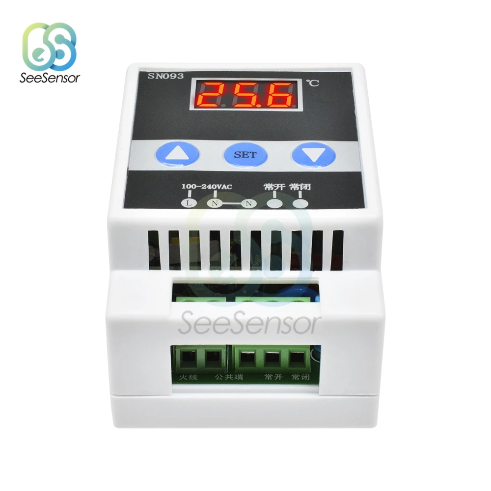 Guide Rail Thermoregulator Digital Temperature Controller Thermostat Refrigeration Heating Control 110-240V | Инструменты