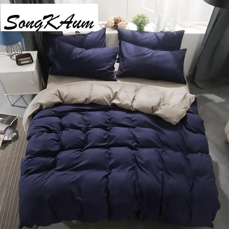 

Songkaum 3pcs Comforter Bedding Set,4pcs Set, Ground Plain Color Double-match Pure Cotton Imitation Bed