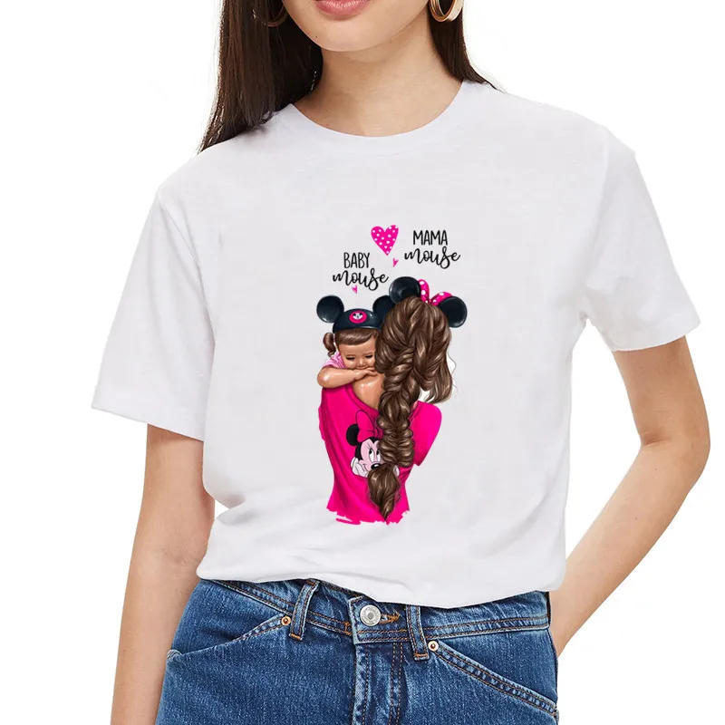 

Vogue Super Mama T Shirt Mom and Children Daughter Print Tshirt Femme Mom Life Graphic Tees Women White Summer Top T-shirt