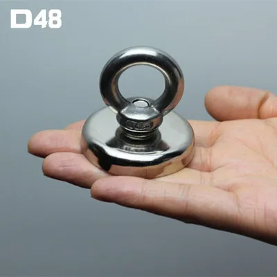 D48 (pull max 55KG) 1 шт./партия, сильное магнитное железо, речная рыбалка, приспособление для ловли рыбы, высокопрочный магнит, Круглый Мощный магнит - Цвет: D48 (pull max 55KG)