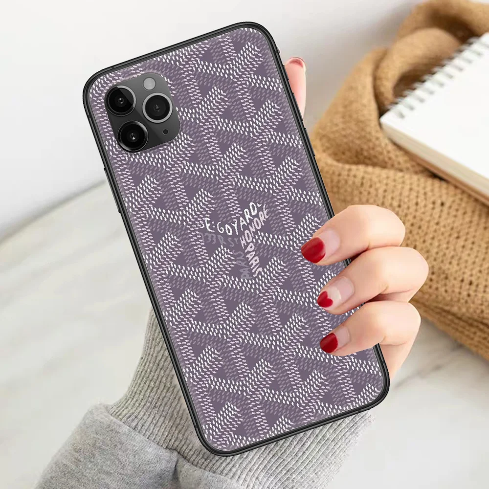 

fashion G-Goyard brand Phone Case Cover Hull For iphone 5 5s se 2 6 6s 7 8 12 mini plus X XS XR 11 PRO MAX black soft back 3D