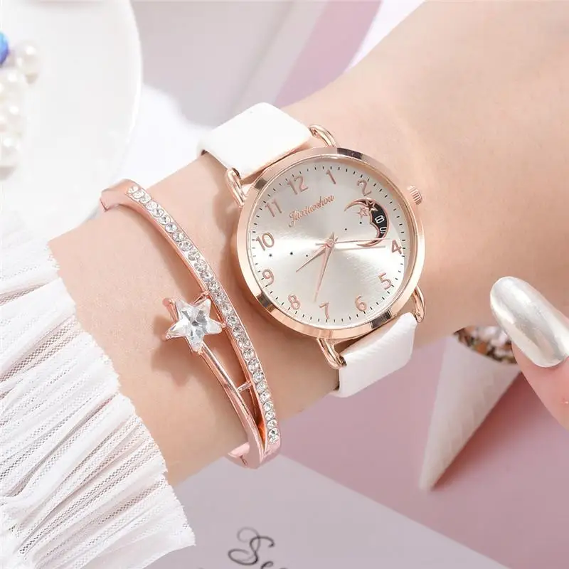 

White Watch Quartz Leather Ladies Wristwatches New Brand Simple Number Dial Woman Clock Montre Femme