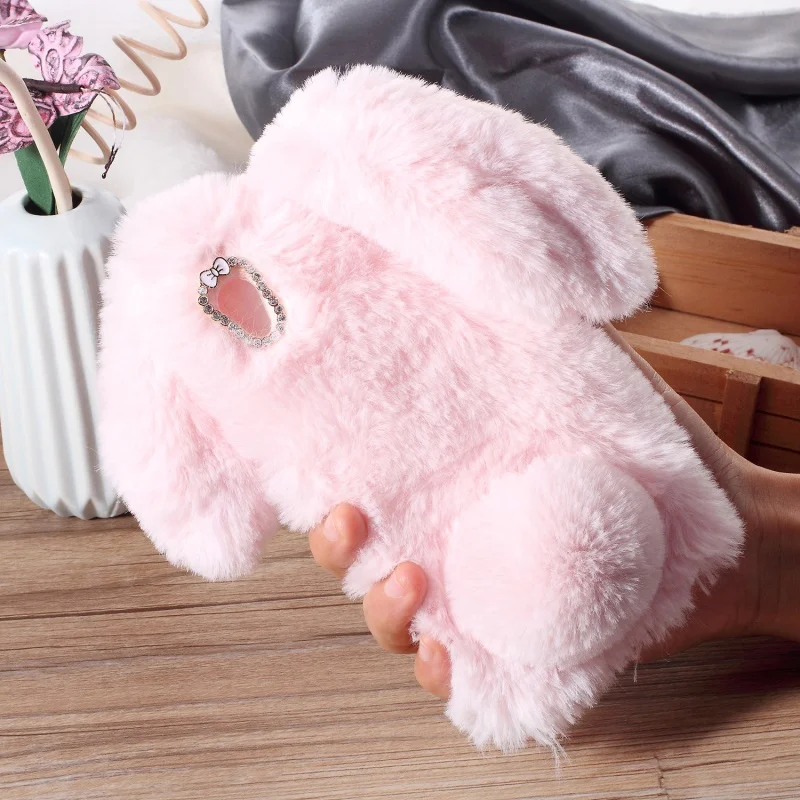 Rabbit Fur hair Plush Phone Case For Sony Xperia 2 20 5 1 10 plus cute soft TPU back Cover for XA1 XA2 XA Ultra PLUS XZS Shell |