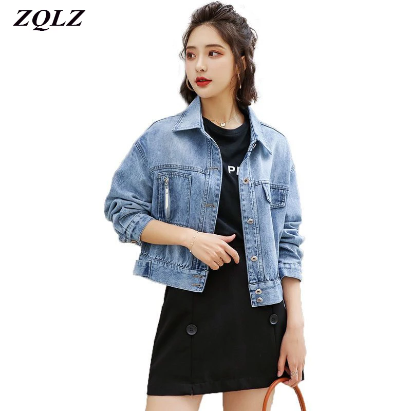 ZQLZ Осенняя джинсовая куртка для женщин 2020 новая короткая свободного покроя в
