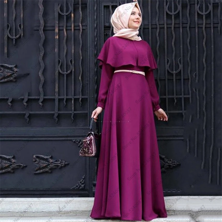 Женское платье макси с поясом хиджаб Абая Мусульманская одежда Дубай Арабская