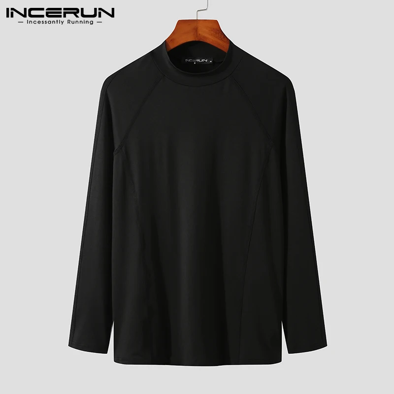 

INCERUN Tops 2021 Autumn Winter Men's Long Sleeve Casual Streetwear Underwear Well Fitting Tees Stylish Bottoming T-shirts S-5XL