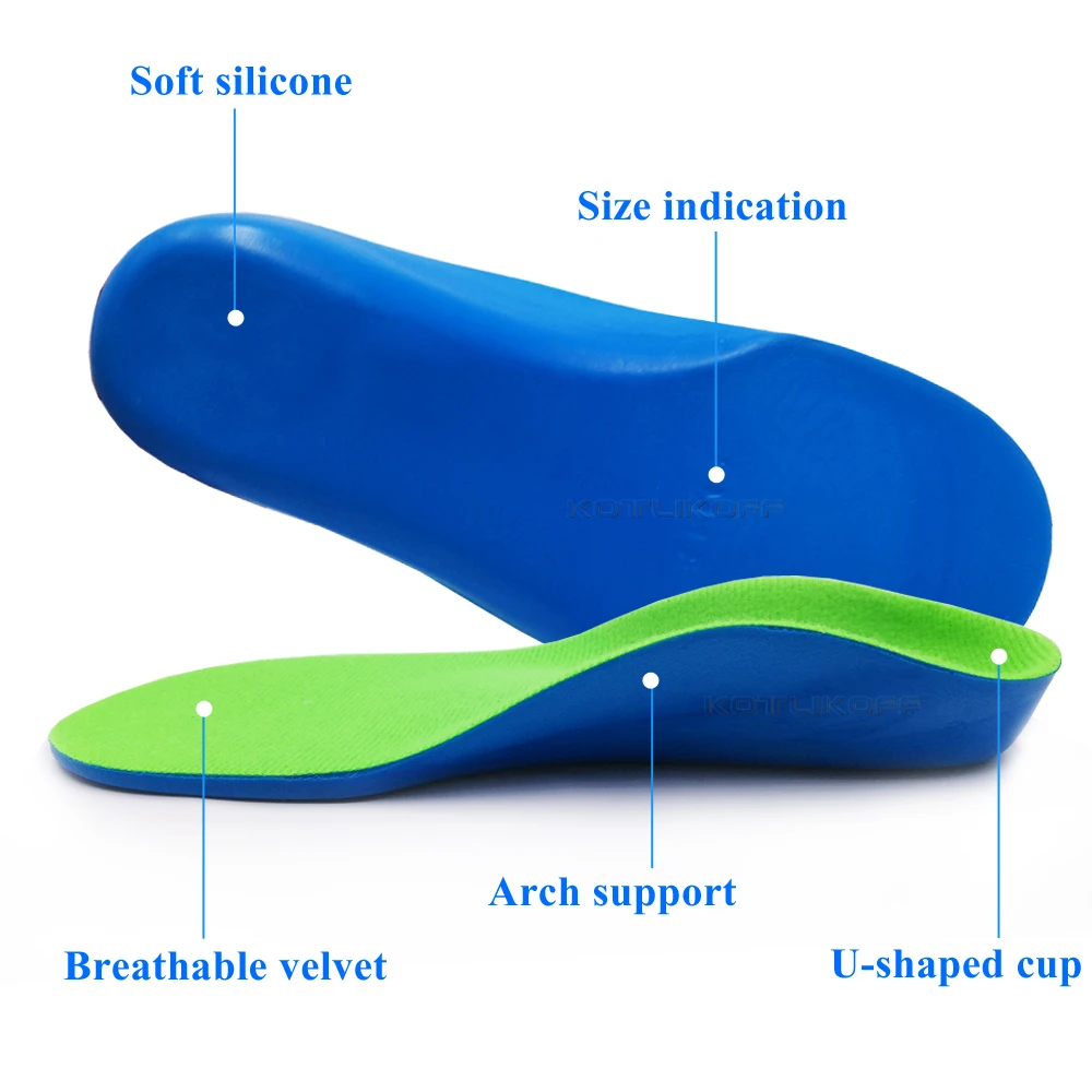 KOTLIKOFF Children Kids Orthopedic Insoles For Flat Foot Arch Support Orthotic Pads Correction Health Feet Care Insoles Insert