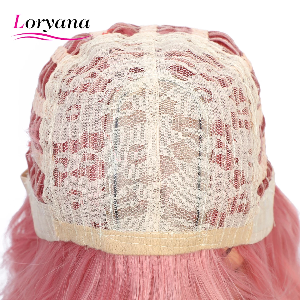 

Loryana Short Wavy Wigs for Black Women African American Synthetic Pink Hair Bob Wigs with Bangs Heat Resistant Cosplay Wig