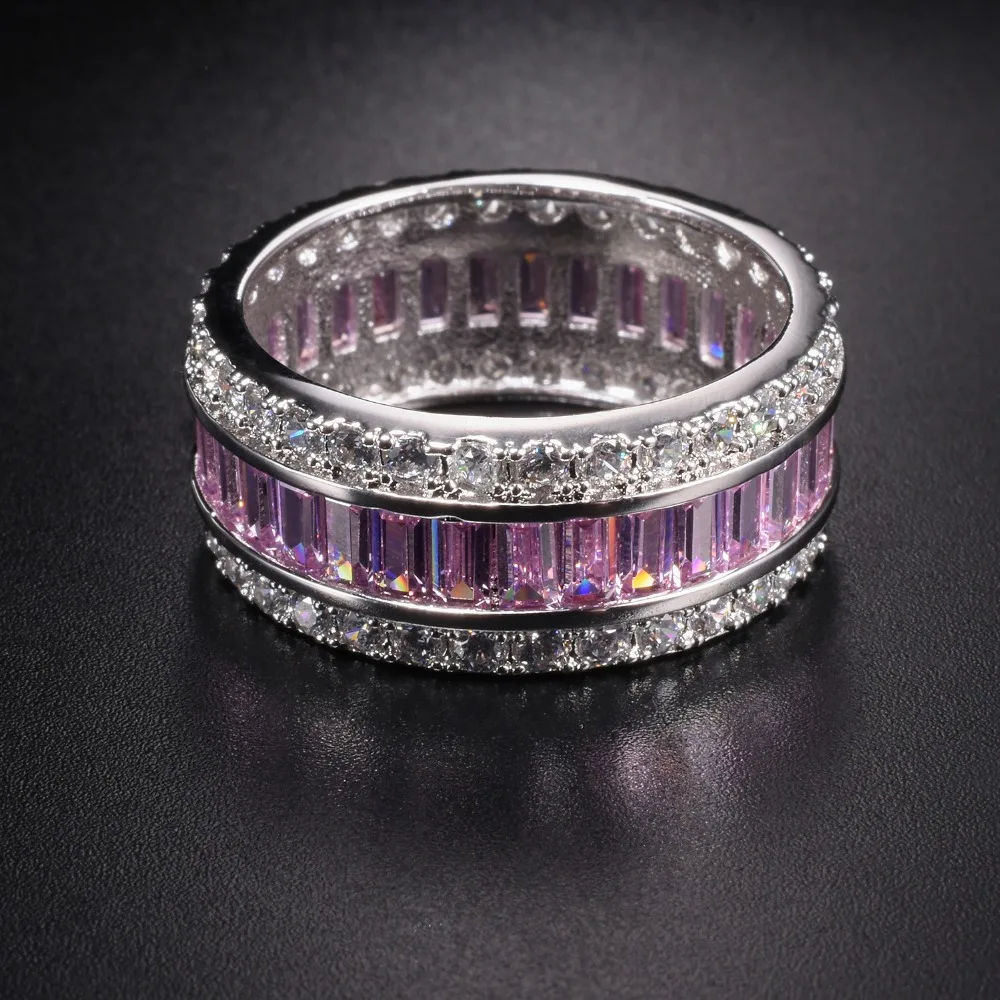 

Eternal Pink SAPPHIRE RUBY PERIDOT KUNZITE TOPAZ 925 Sterling Silver Engagement Wedding Rings for Women Men size 5 6 7 8 9 10