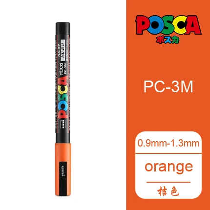 Оранжевый 1 шт. UNI маркер PC-3M(POSCA) поп-плакат реклама водостойкий офис Студенческая живопись аниме ручная роспись - Цвет: Оранжевый