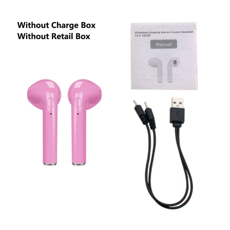 2 Rose No Box TWS i7S беспроводные наушники-вкладыши Bluetooth V5.0 гарнитура музыкальные наушники-вкладыши с зарядкой для iPhone Xiaomi всех смартфонов - Цвет: 2 Rose No Box