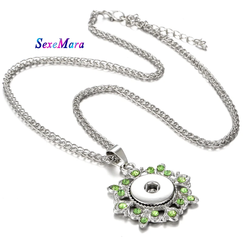 Ожерелье с кнопкой ювелирные изделия 18 мм зеленые Стразы оснастки ожерелья