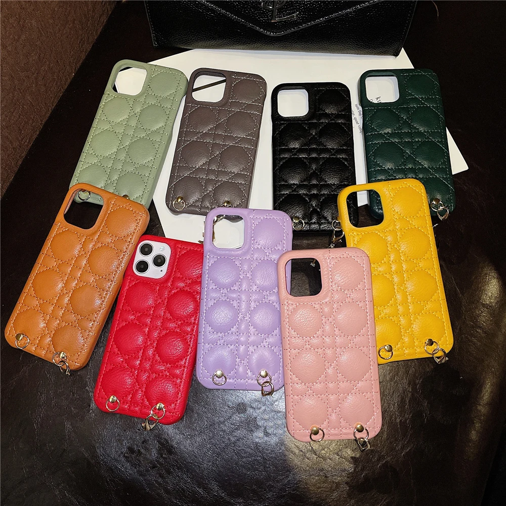 

Luxury Brand Dr Design Chain Crossbody Leather Protection Phone Case for IPhone 12 11 Pro X XS Max XR Cover with Metal Chain