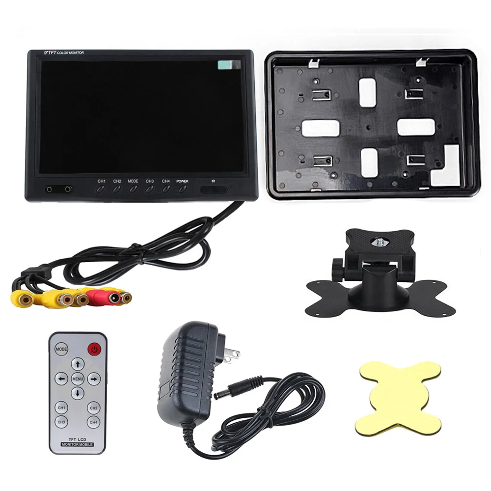 9 TFT lcd сплит-экран Quad монитор CCTV охранного видеонаблюдения автомобиля заднего вида монитор с 4 разъемами RCA - Название цвета: only display screen