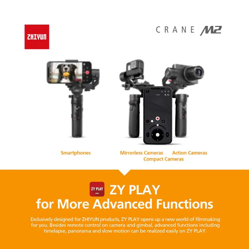 Zhiyun Crane M2 3 осевой ручной шарнирный стабилизатор для камеры GoPro Портативный все в