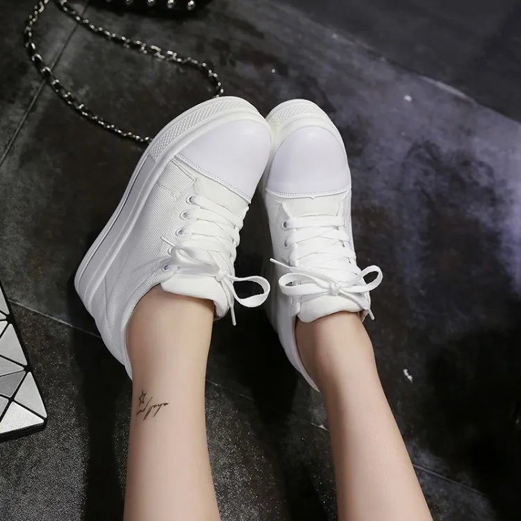 Новинка весна осень 2020 женская обувь для увеличения корейская мода холщовые