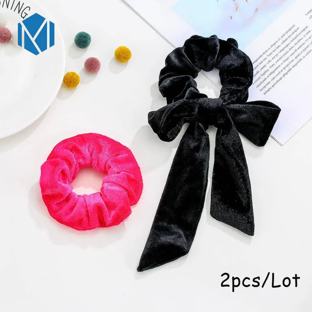 2PCS-D M MISM 11 шт. винтажные леопардовые бархатные резинки для волос для женщин и девочек, шелковые эластичные полосы обруча для волос, набор модных аксессуаров для волос - Цвет: 2PCS-D