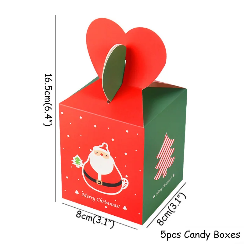 5pcs Paper Boxes Рождественская коробка для конфет Рождественская вечеринка мешок для печенья Подарочная коробка Рождественские украшения для дома упаковочные коробки Navida Natal украшение - Цвет: 5pcs Paper Boxes