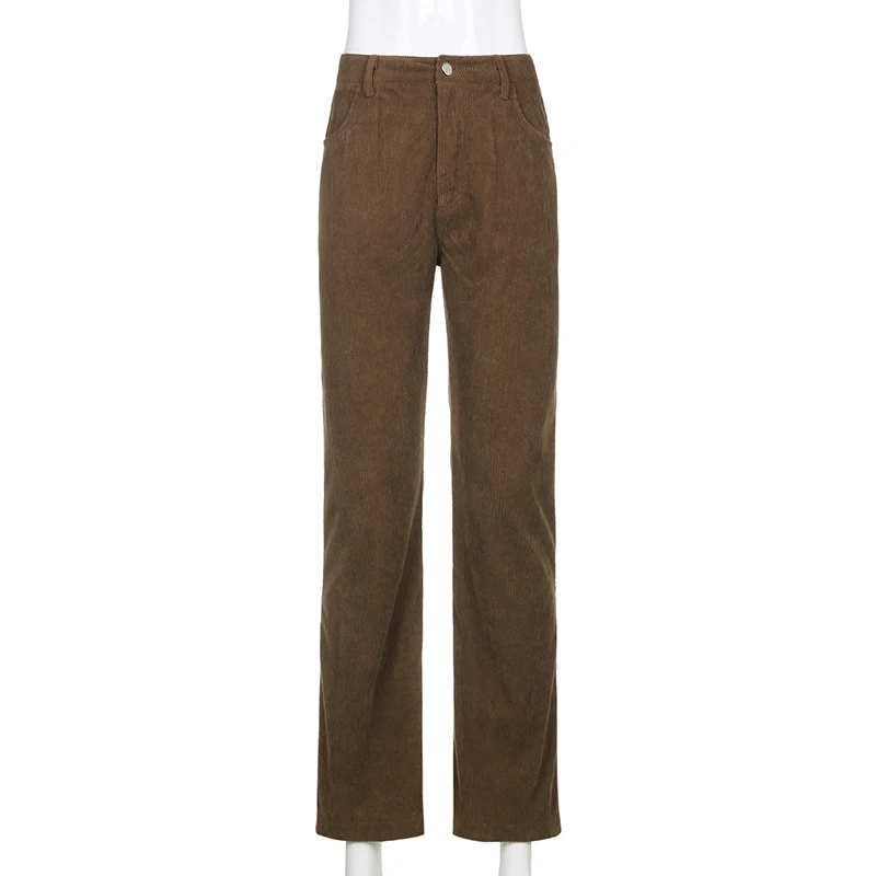 

Women Cargo Pants 90s Streetwear Caramel Brown Low Waist E Girl Aesthetic Straight Trousers Female New Corduroy Y2K Joggers
