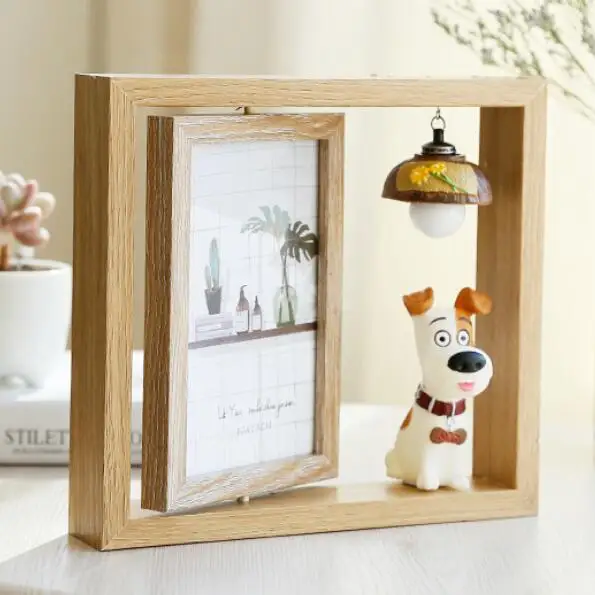 Креативный подарок Фоторамка двойная Вращающаяся фоторамка - Цвет: Lamp-Dog