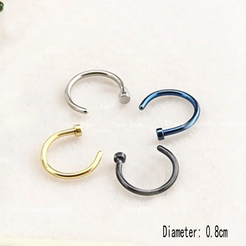 2 шт. Нержавеющая сталь Нос Кольца Кольцо Серьги C Тип Пирсинг шпильки украшения