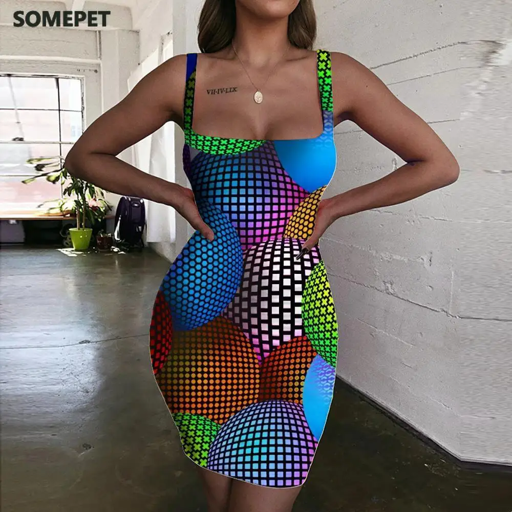 Женское платье в горошек без рукавов с лямкой на шее | Женская одежда