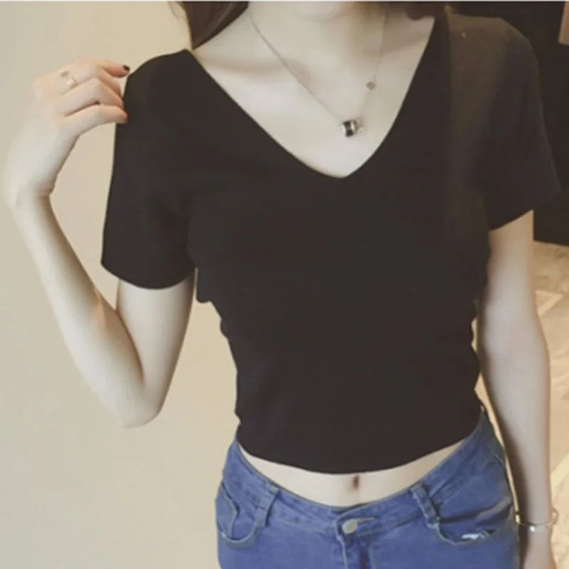 Женская одежда с коротким рукавом открытая футболка сексуальный летний топ