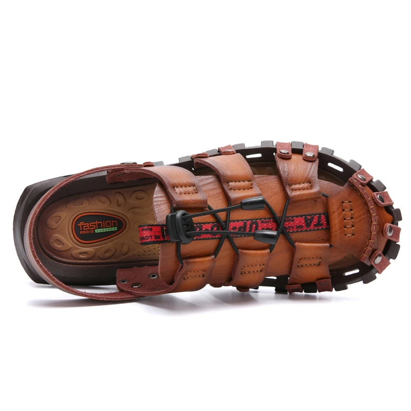 

New summer men's sandals breathable leather men's beach sandals brand men's casual shoes comfortable non-slip casual sandals