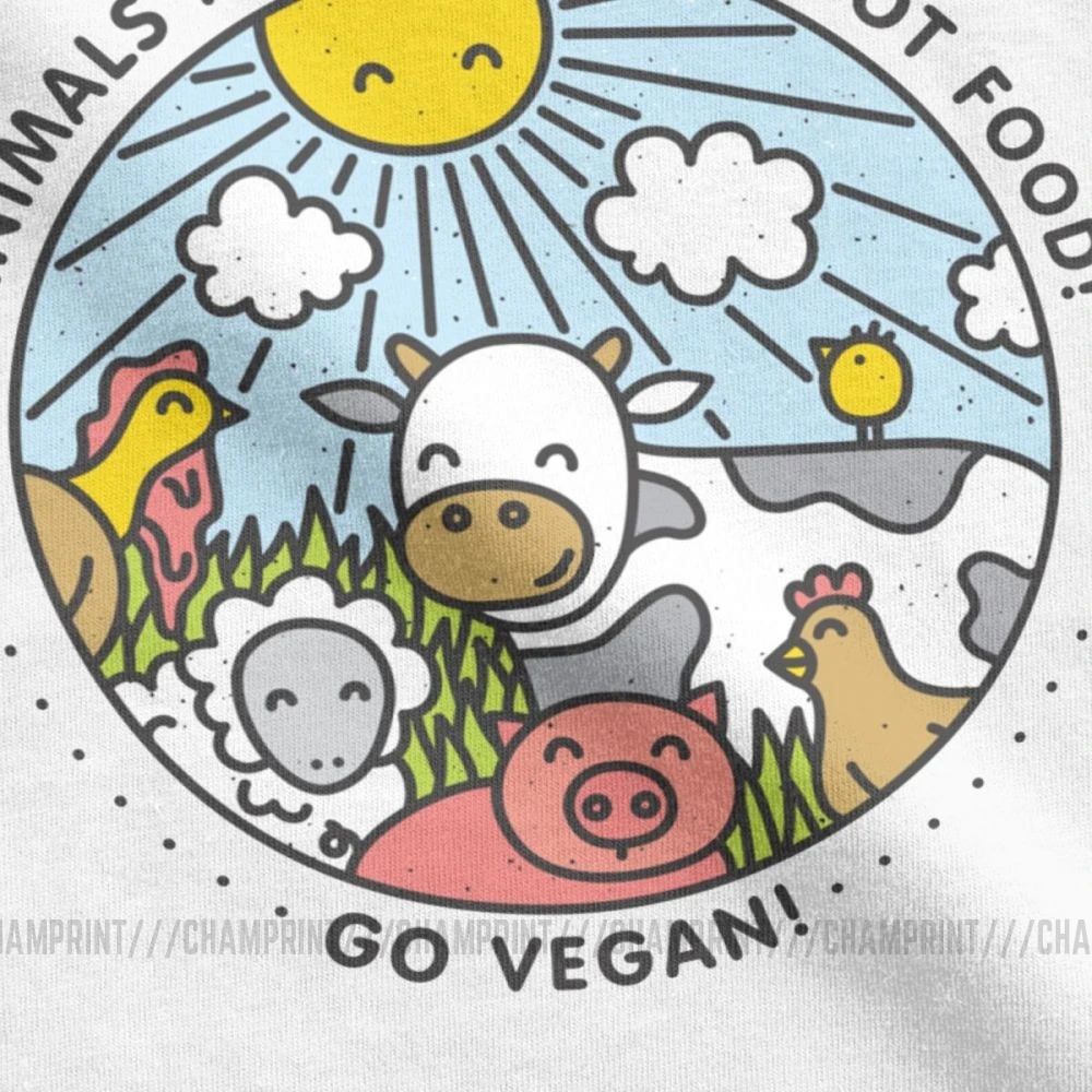Go Vegan Animals Are Friends Not Food Мужская футболка винтажная хлопковая с короткими рукавами и