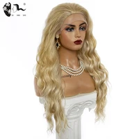 xishixiuhair synthetic lace front wigs blonde black color natural wave long free part hair wig for black women heat resista