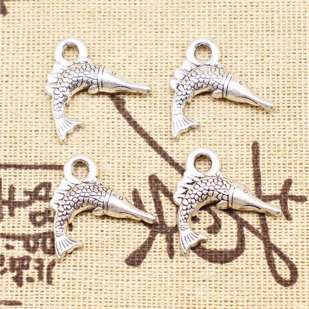 

Подвески для изготовления ювелирных изделий, 10 шт., 18x20 мм, подвески в виде античного серебра с изображением рыбы-меча