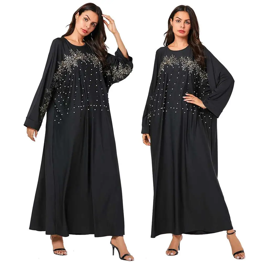 Мусульманское женское длинное коктейльное платье с рукавами летучая мышь Дубай