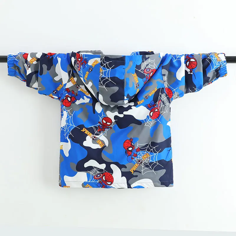 Осенняя одежда для мальчиков-подростков куртка на молнии с человеком-пауком