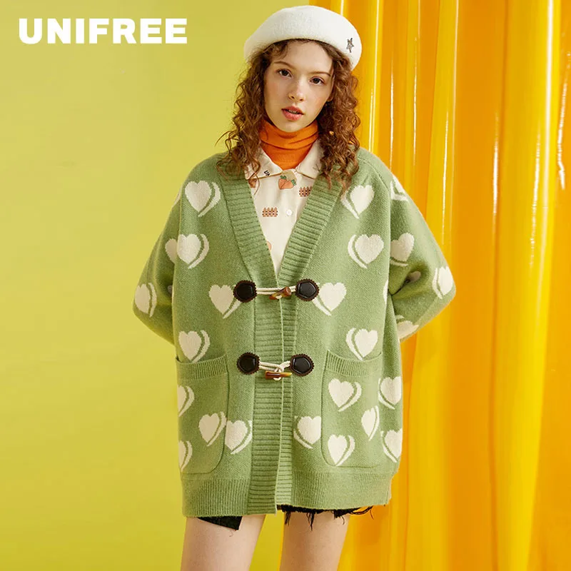 Unifree2019 осенний Новый корейский модный вязаный кардиган в форме сердца U194N002UU |