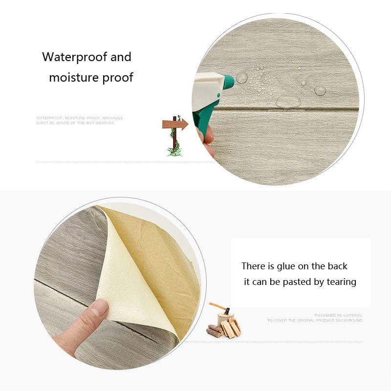 DIY Wood grain 3D Wall Sticker Living Room Home Decor PE Foam Waterproof Covering Wallpaper For TV Background Stickers | Дом и сад