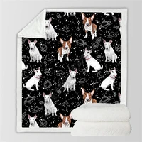 cute bull terrier blanket fleece blanket 3d all over printed wearable blanket adultskids fleece blanket